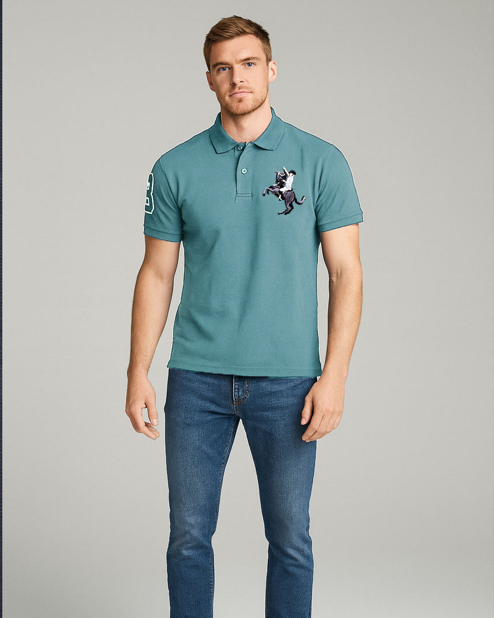 Girodano Branded Polo T-shirt Aqua Blue Color